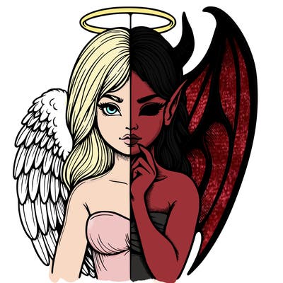 realistic angel half demon