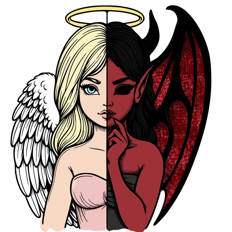 realistic angel half demon