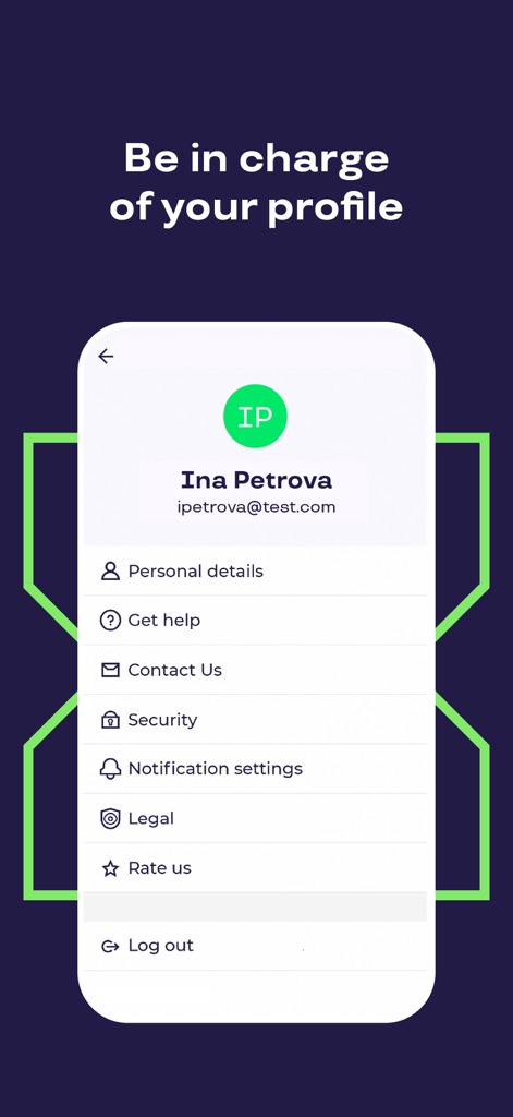 User profile and account settings screen in the Pluxee mobile app