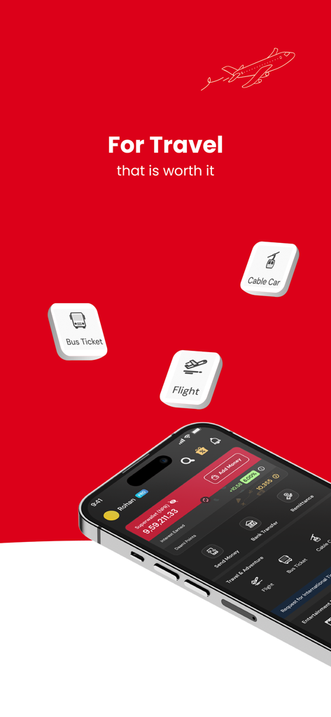 Khalti mobile app screen for travel booking including flight bus and cable car services in Nepal