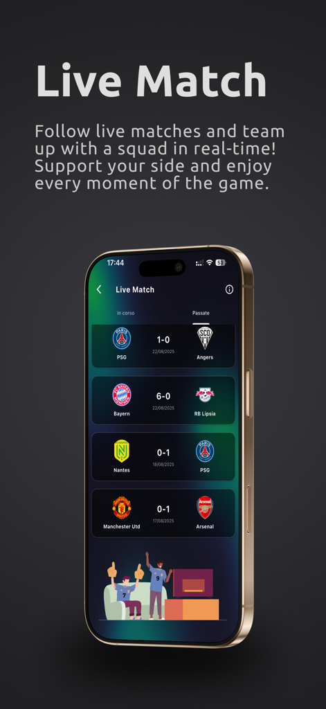 FUT FC 26 mobile app screen showing live football match scores and team results