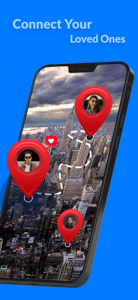 Find My Friends Family Locator - La aplicación Find My Friends muestra a los miembros de la familia ubicados en un mapa de ciudad en 3D