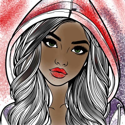 realistic beautiful girl with a hood on