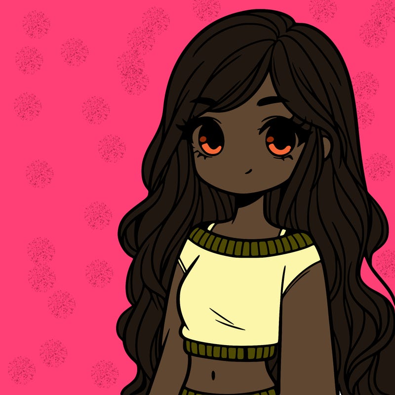 girl with long hair and a crop top with a sweater