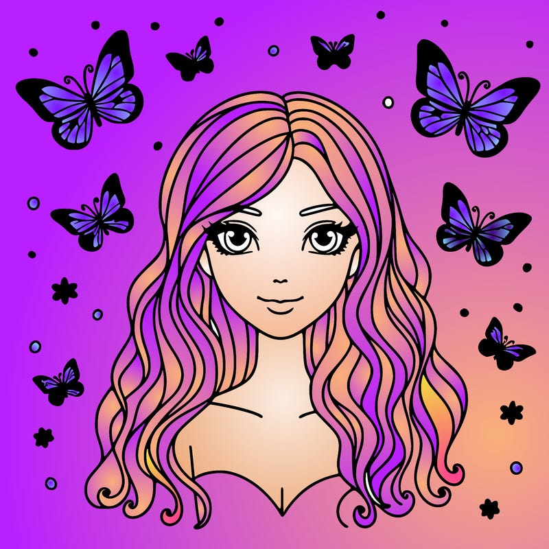 woman with butterfly hair