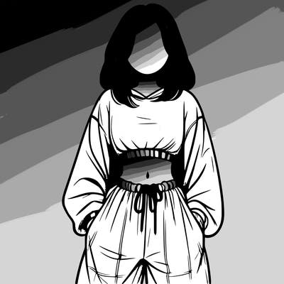 realistic girl faceless with baggy pants and a crop top