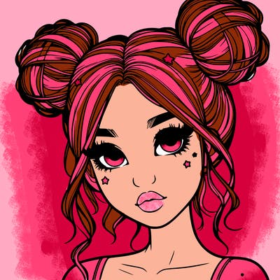 realistic girl with space buns