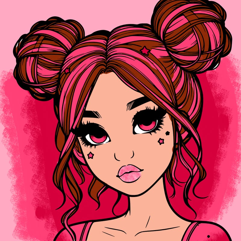 realistic girl with space buns