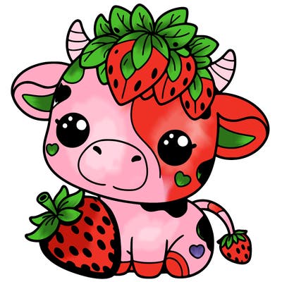 cute strawberry cow