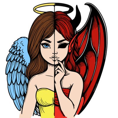 realistic angel half demon