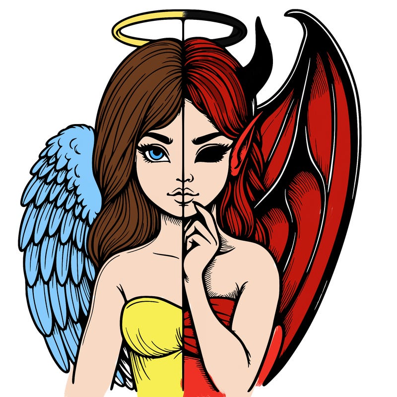 realistic angel half demon