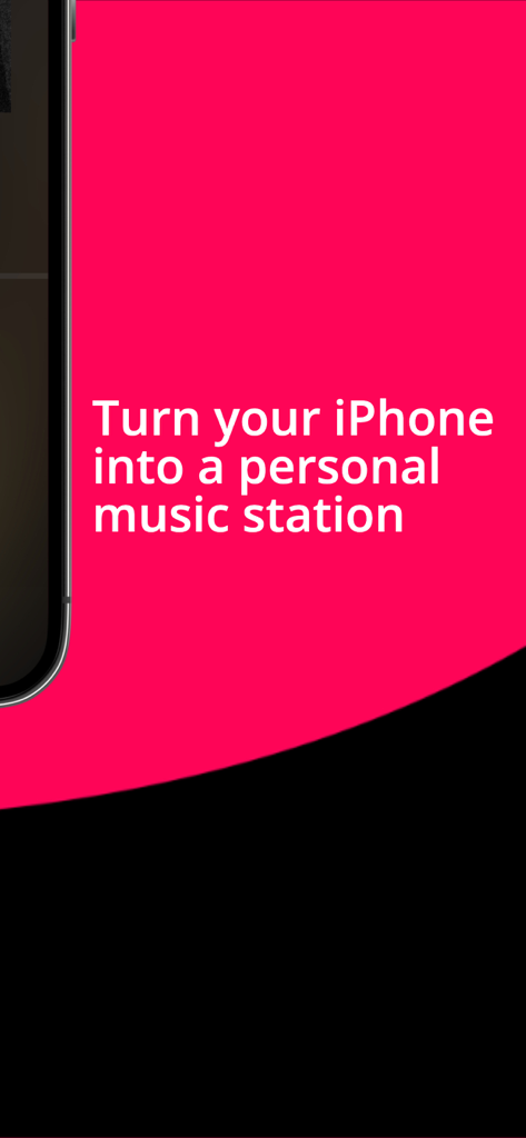 Premium Music Stations - Promotional banner with text stating Turn your iPhone into a personal music station