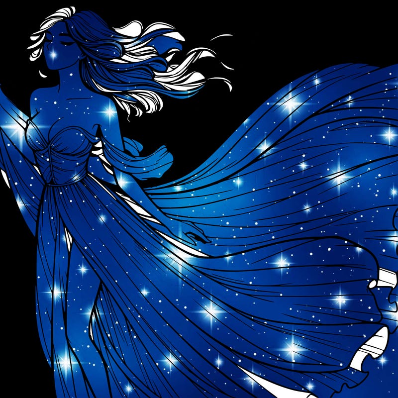 realistic woman in dress flowing the the wind