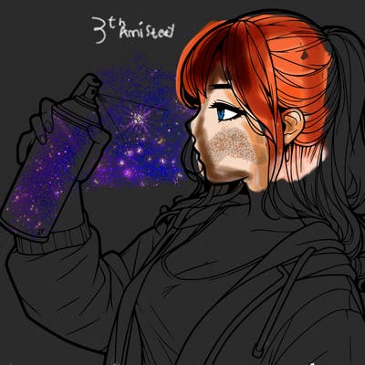 a realistic girl spray, painting