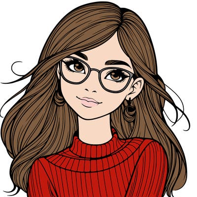 realistic girl with glasses