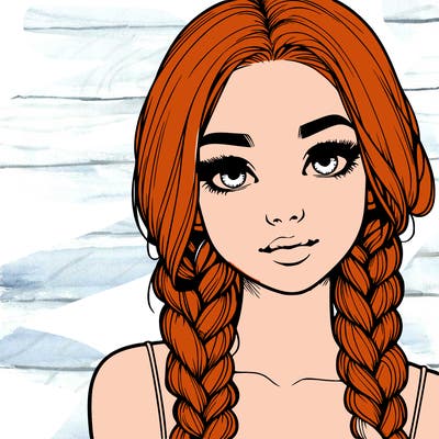 realistic girl with braids