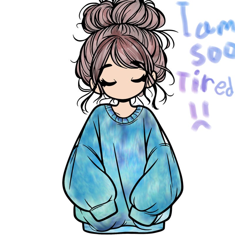 girl with baggy sweatshirt and messy bun