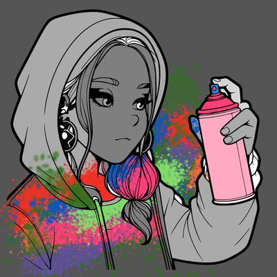 a realistic girl, spray painting