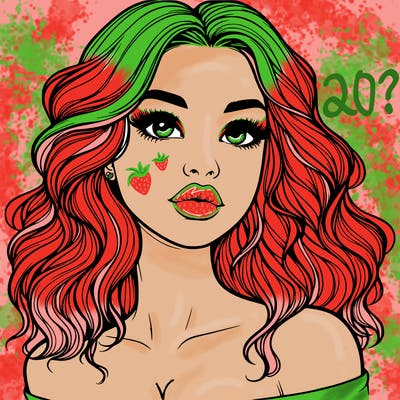 realistic girl with wavy hair and lips