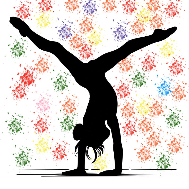 realistic gymnastic hand stand girl in four splits