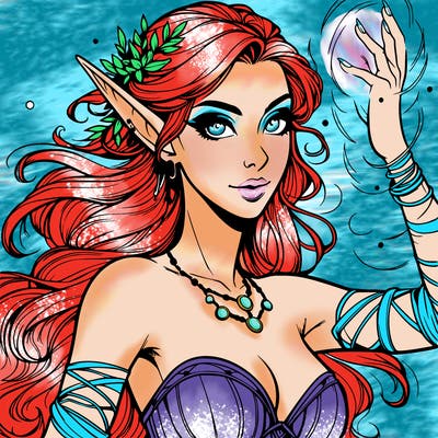 realistic elven woman glow magic wild chaos