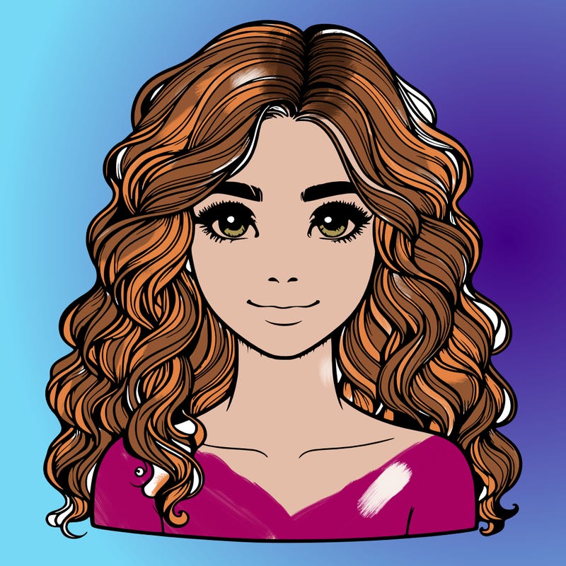 realistic girl with wavy hair