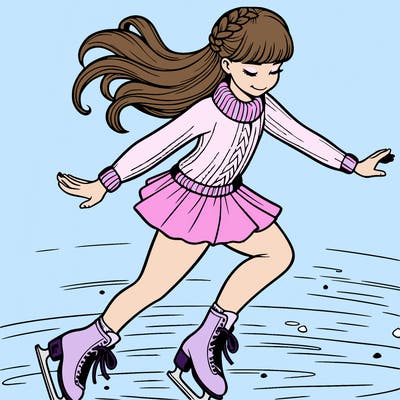 realistic girl doing figure skating on ice