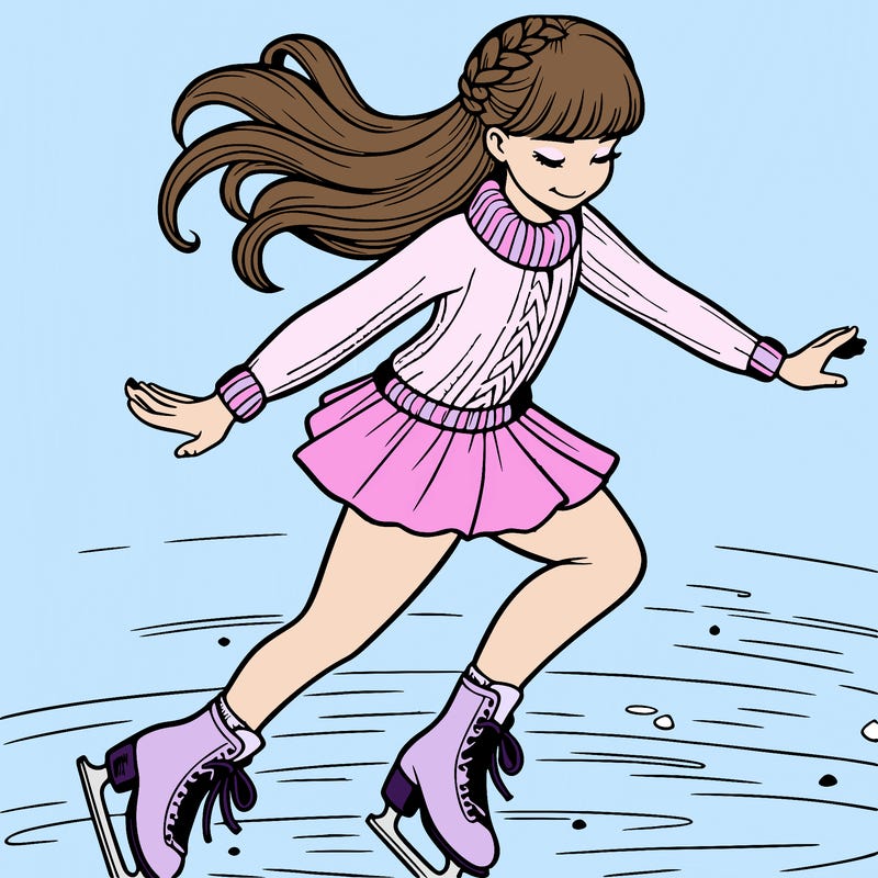 realistic girl doing figure skating on ice
