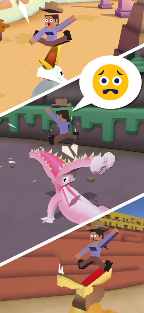Rodeo Stampede: Sky Zoo Safari - Voxel character jumping between animals in Rodeo Stampede