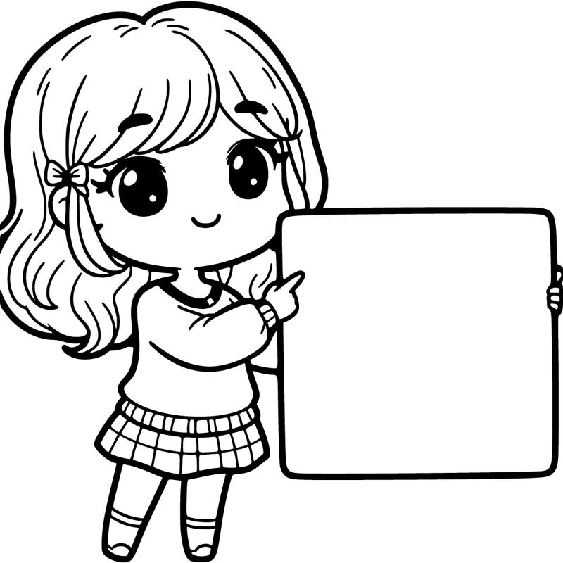 cute girl holding white sign