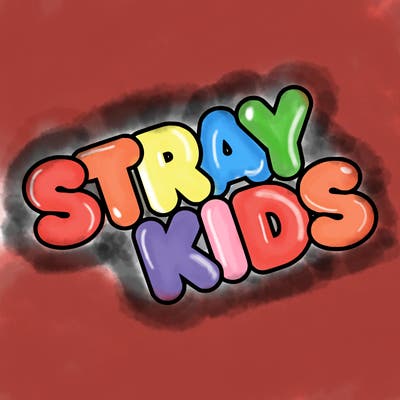 bubble letters saying stray kids