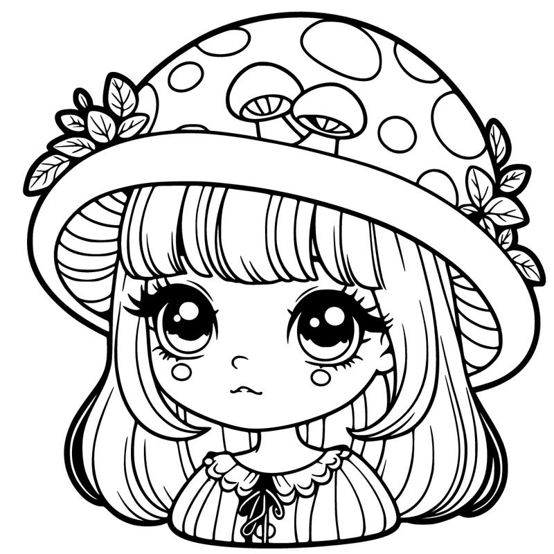 realistic girl wearing cute mushroom hat