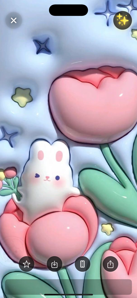 Puffy Kawaii Wallpaper - Una linda ilustración de arcilla esponjosa 3D de un conejito blanco sentado dentro de un tulipán rosa