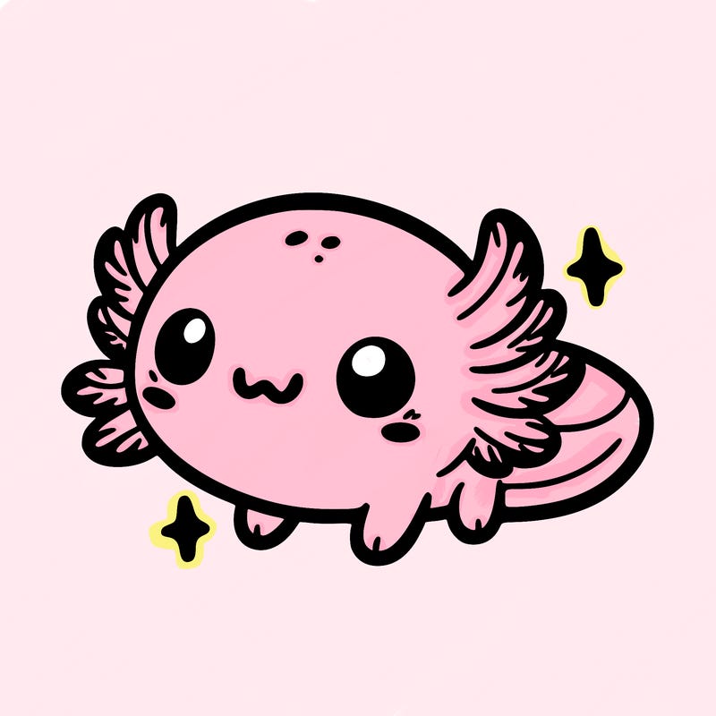 cute easy baby axolotl
