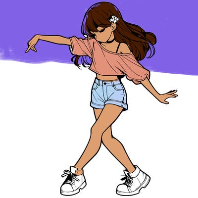 realistic girl danceing