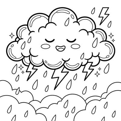 Let your little artist explore the whimsical world of weather with this delightful muffled thunder cloud coloring page. Designed specifically for kids, this illustration features a friendly cloud, soft rain, and gentle lightning for hours of creative enjoyment.