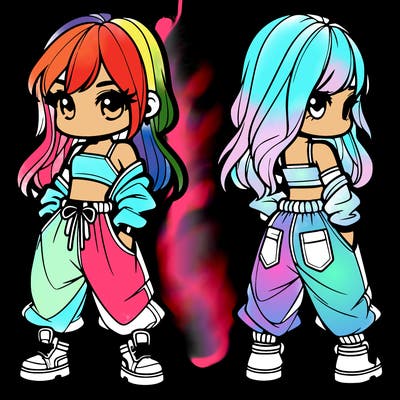 girl in crop top and baggy pants