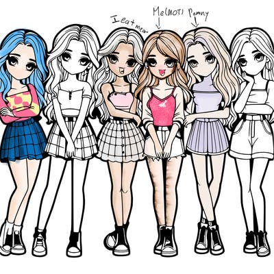 a group of girls realistic