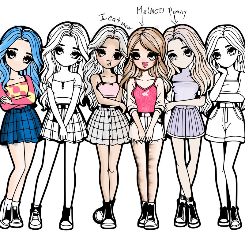 a group of girls realistic