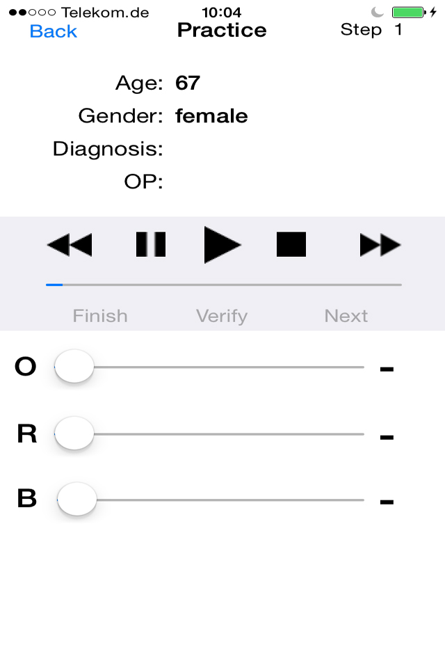 RBH - Learning and Practice (GRBAS) - RBHアプリにおける音声品質パラメータ評価のための臨床練習画面