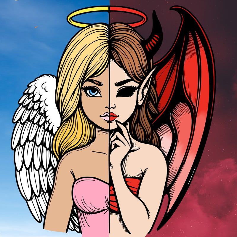 realistic angel half demon