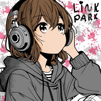 manga character that listen a music with headphone