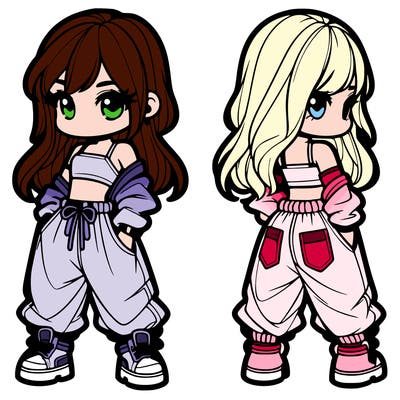 girl in crop top and baggy pants