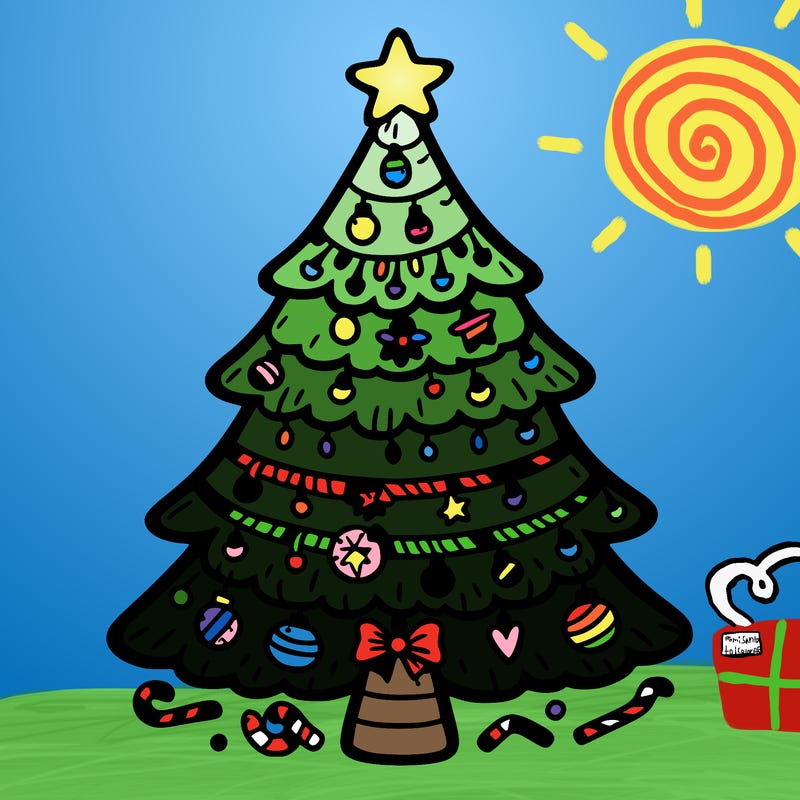 christmas tree with lots of details