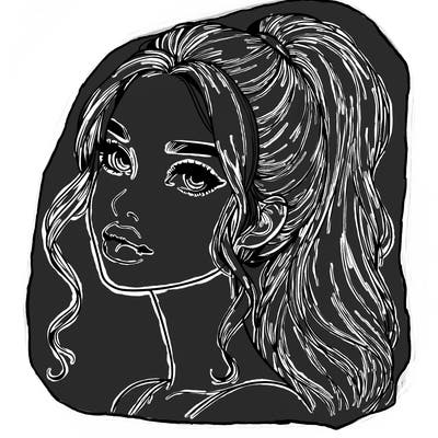 realistic girl with a ponytail on her hair and lips