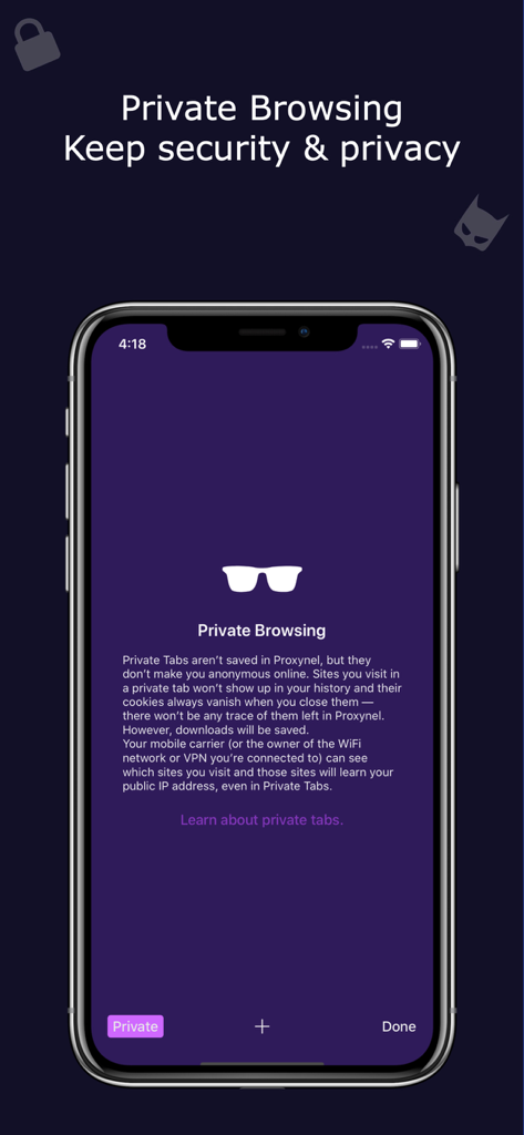 Phoenix Browser + Proxy VPN - Interfaz de navegación privada en Phoenix Browser que muestra funciones de privacidad y seguridad