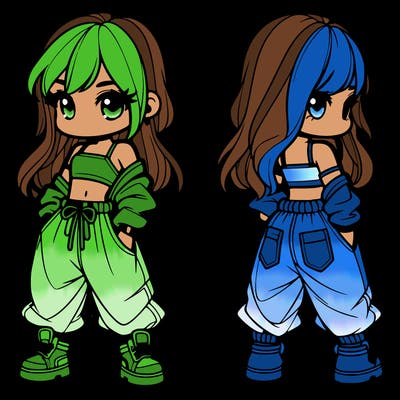 girl in crop top and baggy pants