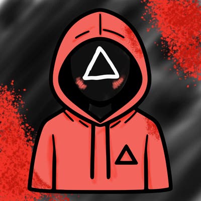 a person with non face waering a hoodie with a small triangle symbol