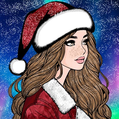 realistic girl in santa hat