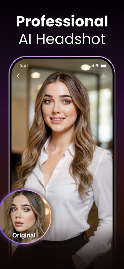 Retrato profesional de IA de una mujer generado con la aplicación Bananix Pro